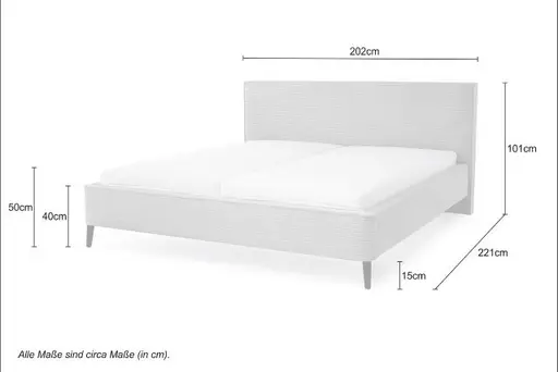 Polsterbett- Liegefläche ca. 180x200 cm, Stoff, Hellgrau