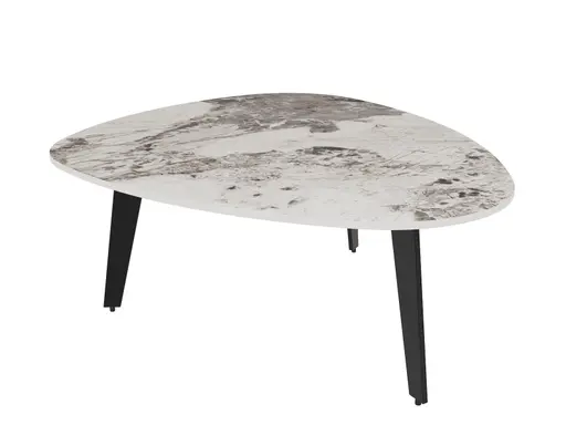 Couchtisch, LBH ca. 92x76x33 cm, Keramik Marmor hell