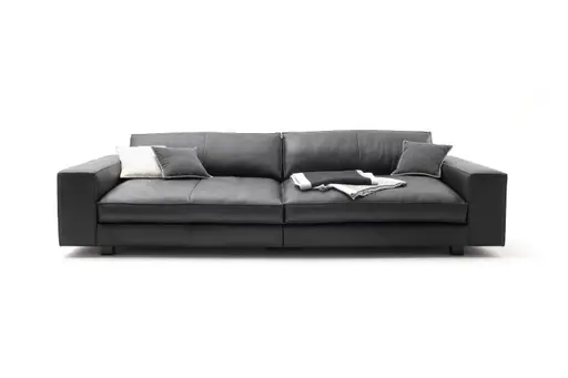 Sofa Aprino 1 - 4-Sitzer XXL, Leder, Schwarz, Armlehne Block