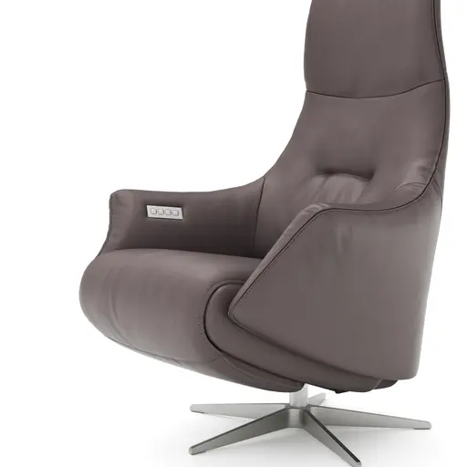 Relaxsessel Girona - Relaxfunktion (motorisch), Leder, Dunkelgrau