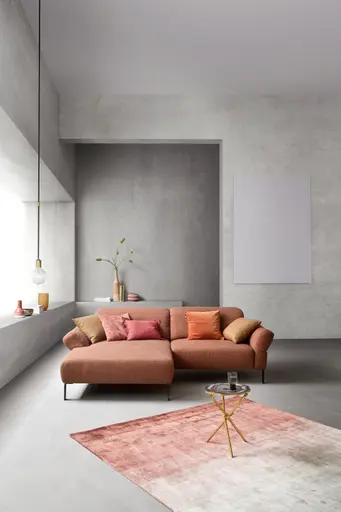 Ecksofa David - Longchair links mit 1,5-Sitzer inkl. Kopfstütze/Armlehne verstellbar, Stoff,  Rost