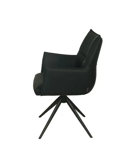 Armlehnstuhl MELE - drehbar, Leder, Schwarz