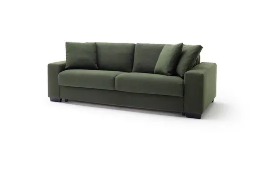 Sofa Nuoro - 3-Sitzer inkl. Schlaffunktion, Stoff, Olivgrün