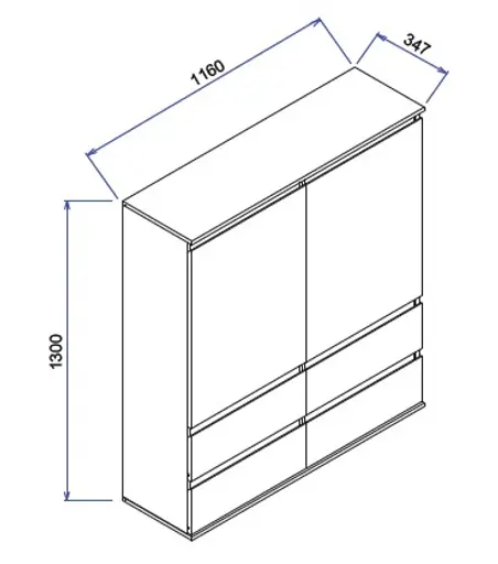 Highboard - B ca. 116 cm, Weiß