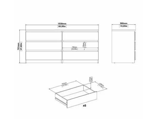 Kommode - B ca. 154 cm, Weiß Hochglanz