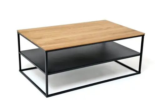 Couchtisch - LB ca. 95x55 cm, Wildeiche Massiv, Schwarz