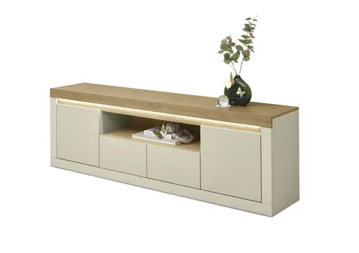 TV-Lowboard - mit Beleuchtung, B ca. 194 cm, Kaschmir, Stone Eiche Nachbildung