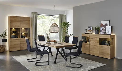 Sideboard - mit Beleuchtung, Wildeiche teilmassiv