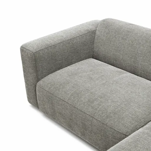 Ecksofa Laja - 1-Sitzer mit Longchair rechts, Stoff, Steingrau