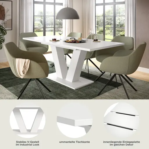 Esstisch - ausziehbar, LB ca. 150x90 cm, Weiß