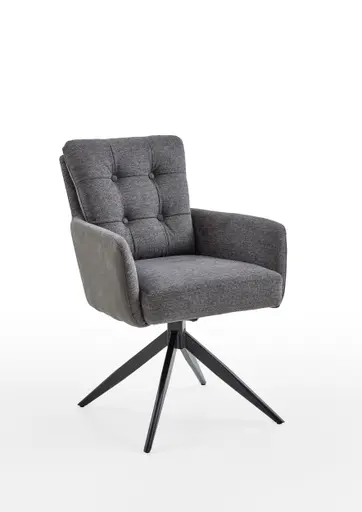 Armlehnenstuhl - Stoff, Grau, drehbar