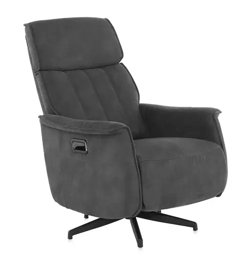 Fernsehsessel - Microfaser Grau, Gestell Metall Schwarz gepulvert