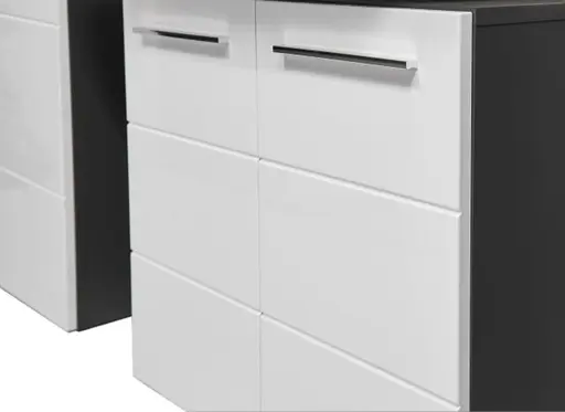Waschebeckenunterschrank- B ca. 60 cm, Anthrazit, Weiß, Hochglanz
