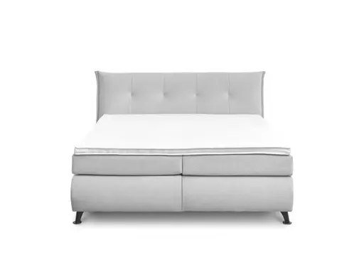 Boxspringbett HAROA- Liegefläche ca. 180x200 cm, Stoff, Hellgrau, Bonell/Bonell