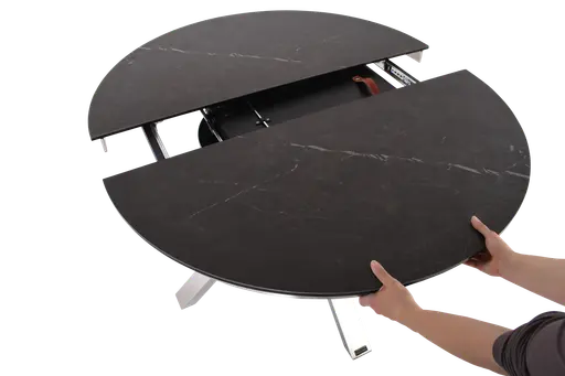 Esstisch MAIJA - ausziehbar, D ca. 120 cm, Keramik, Grau