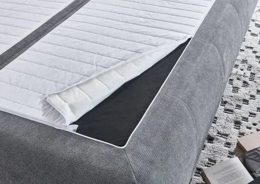 Schlafsofa- 2 Sitzer, Inkl. Bettkasten, Stoff, Grau