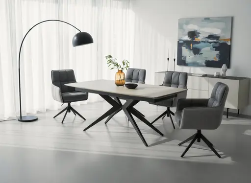 Armlehnstuhl - drehbar, höhenverstellbar, Stoff, Grau