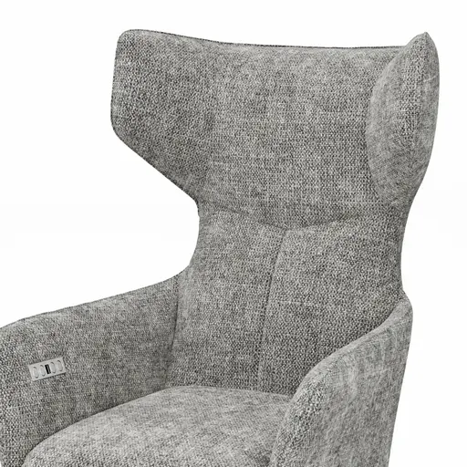 Sessel Noto Relax II - Rückenlehne und Fußteil verstellbar (motorisch), Stoff, Blaugrau, Chenilleflachgewebe