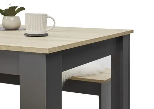 Esstischgruppe - Artisan Eiche Nachbildung, Anthrazit