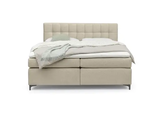 Boxspringbett HINDA- Liegefläche ca. 180x200 cm, Stoff, Cappuccino, Bonell, Inkl. Topper