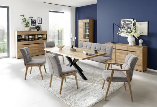 Sideboard - B ca. 153 cm, Eiche Furnier geölt, Wildeiche massiv geölt