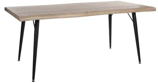 Esstisch - LB ca. 180x90 cm, Wildeiche Nachbildung, Schwarz, Baumkante