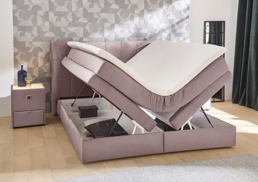 Boxspringbett- Liegefläche ca. 180x200 cm, Stoff, Rosa, Basic