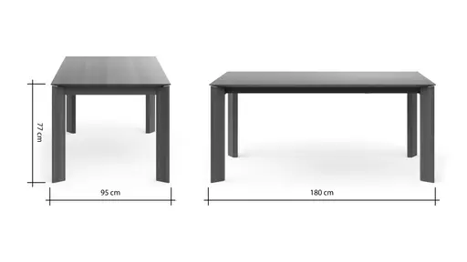 Esstisch Saratoga - ausziehbar, LB ca. 180x95 cm, Buche massiv, silbergrau geölt