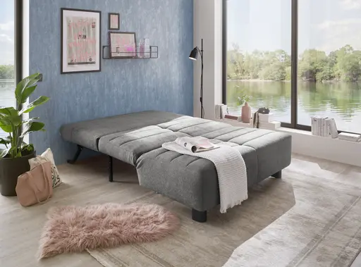  Faltsofa Easy - 2-Sitzer ohne Armlehne, ca. 140 cm inkl. Schlaffunktion, Stoff,  Dunkelgrau