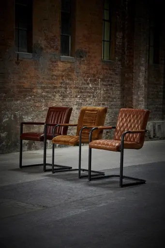 Armlehnstuhl Cambridge - Leder, Cognac