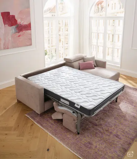 Ecksofa Lumaria Pro - 2,5-Sitzer mit Longchair rechts inkl. Schlaffunktion, Stoff, Hellgrau