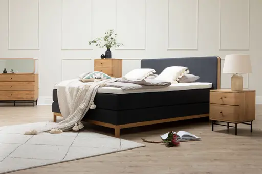 Boxspringbett Odense - Liegefläche ca. 180x200 cm, Stoff, Indigo