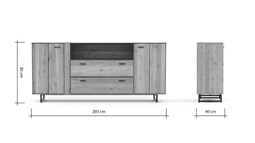 Sideboard Blackpool - Eiche massiv, natur geölt