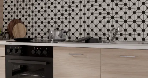 Küchenblock- ohne E-Geräte, B ca. 270 cm, Eiche Dekor, Weiß, Matt