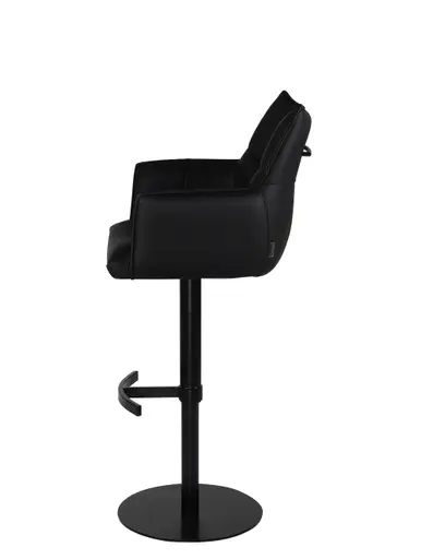 Barhocker MELE - drehbar, höhenverstellbar, Leder, Schwarz