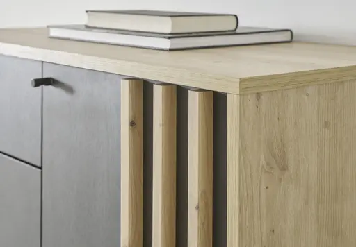 Kompaktgarderobe- Eiche Dekor, Schwarz