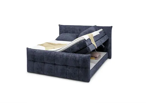 Boxspringbett- Liegefläche ca. 180x200 cm, Stoff, Dunkelblau