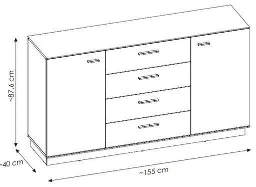 Sideboard - B ca. 155 cm, Kaschmir, Cremona Eiche Torro Nachbildung