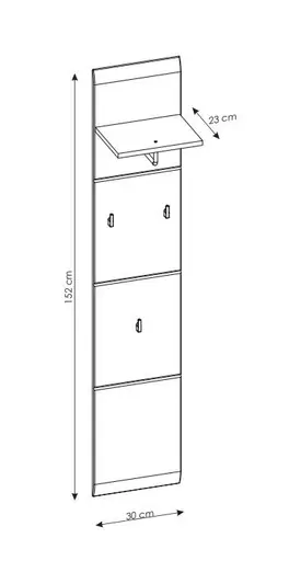 Garderobenpaneel- Weiß, Weiß, Hochglanz