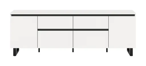 Lowboard - B ca. 188 cm, Weiß, Schwarz