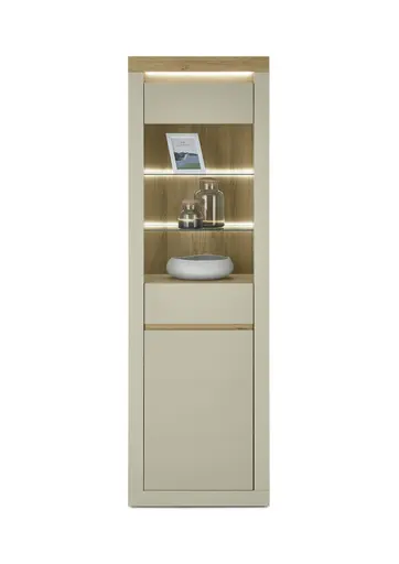 Vitrine - mit Beleuchtung, B ca. 64 cm, Kaschmir, Stone Eiche Nachbildung