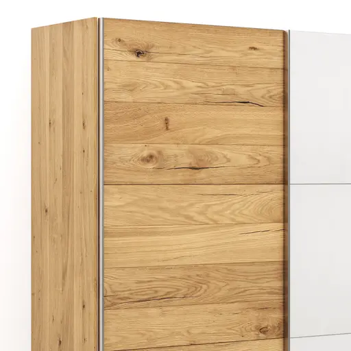 Schwebetürenschrank Colorado - B ca. 307 cm, Eichenfurnier mit Glas