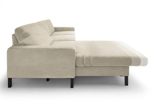 Ecksofa CALM MOVE 2.0 - Longchair links mit 2,5-Sitzer, Schlaffunktion, Feincord, Sand