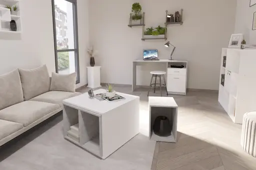 Schreibtisch- LB ca. 123x50 cm, Weiß, Schwarz