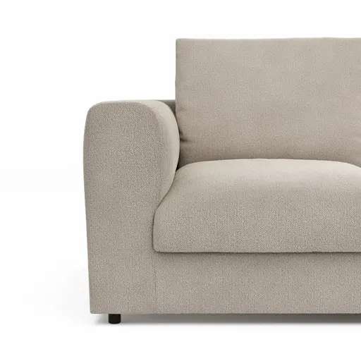 Ecksofa Stormy - 2,5-Sitzer mit Longchair rechts, Stoff, Creme