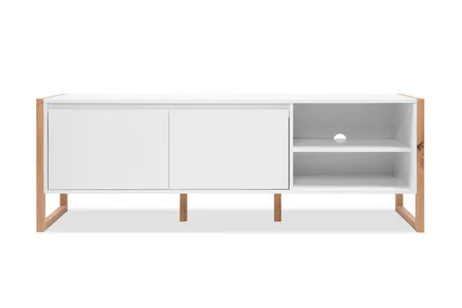 TV-Board - B ca. 160 cm, Weiß, Artisan Eiche Nachbildung