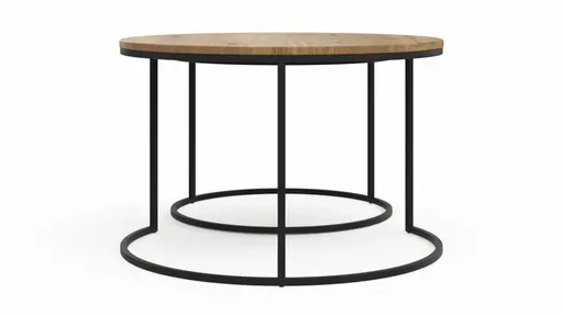 Beistelltisch-Set Kima - LBH ca. 75x75x50 cm/60x60x45 cm, Wildeiche geölt