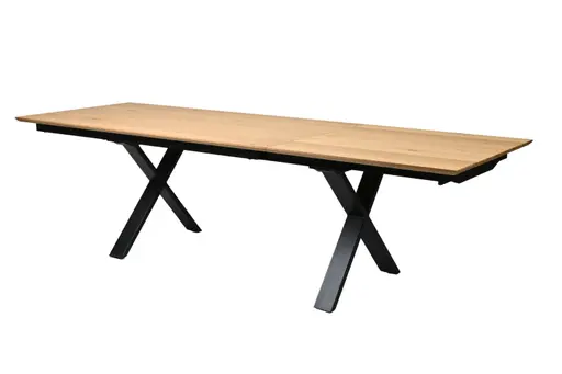 Esstisch MATTIES - ausziehbar, LB ca. 180x90 cm, Eiche Furnier, Schweizer Kante, Schwarz