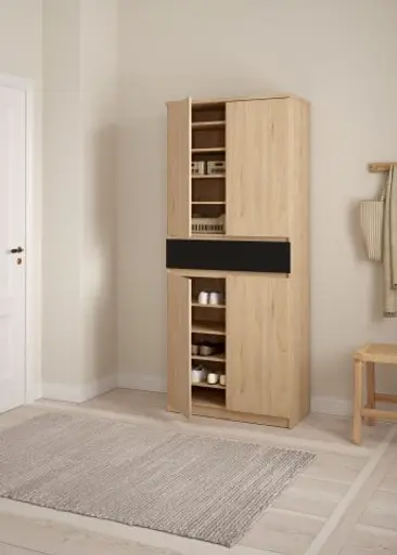 Schuhschrank - B ca. 81 cm, Jackson Hickory Nachbildung, Schwarz