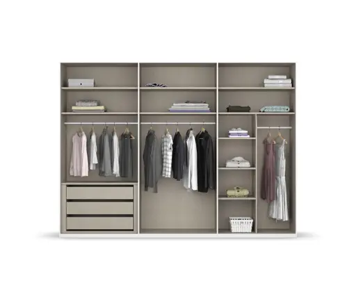 Drehtürenschrank - B. ca. 301 cm, Hochglanz Weiß